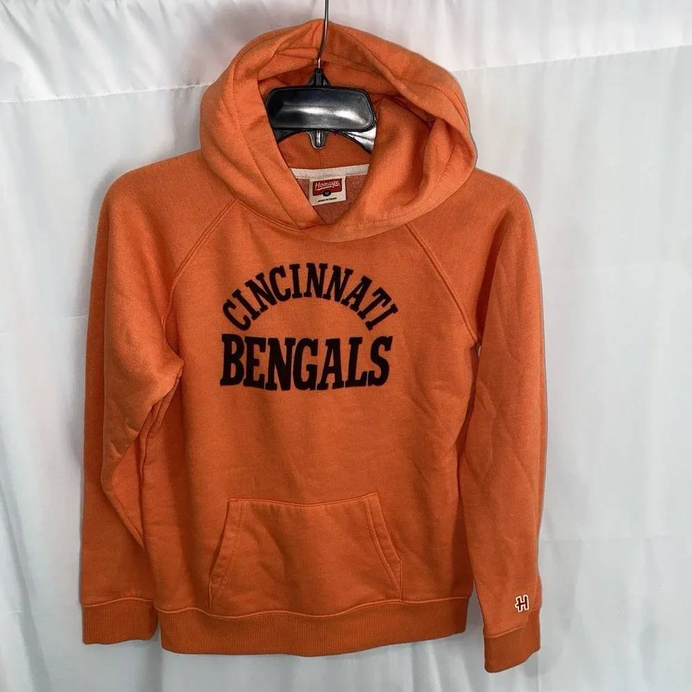 Homage Cincinnati Bengals Orange Hoodie Hooded Sweatshirt Youth Kids Size 12